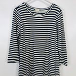 J.Crew | Blue White Striped Side Zip Knit Dress Photo 2