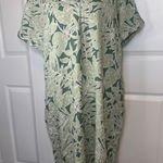 St John's Bay XL Green Tropical Print Linen Shirt Dress Short Sleeve Pockets Photo 0