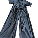 Loup Short Sleeve Jumpsuit Black Grey Cutout Belted Waist Wide Leg Size XS Women Photo 5