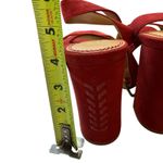 Splendid Heels Block Ankle Strap Suede Red Sandals Party Shoes Women's 8.5 Photo 2