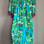 Escapada NWT Living Multi Tropical Tasseled Off The Shoulder Kaftan Dress XS Photo 5