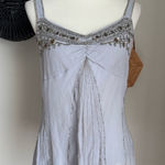 Alain Weiz Beaded Silk Camisole, Size 16 Gray Photo 0