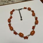 Talbots Signed  Orange Beaded Necklace Adjustable Length Photo 2