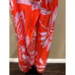 easel Size S (Oversized)  Los Angeles Floral Print Midi Dress in Hot Coral Photo 5