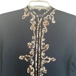 Ming Wang  Black Leopard Print Embellished Cardigan Sweater Jacket Size Small Photo 2
