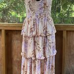 House Of Harlow Tiered Ruffled Bustier Front Lace Up Dress Peach Size S Pink Photo 0