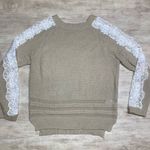 Listicle Boutique Crochet Beige Sweater with Arm Lace Details Large Photo 0
