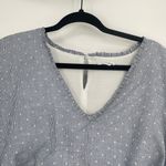 Storia  Light Blue Cottage Core Cotton V-Neck‎ Ruffled Short Sleeve Romper Medium Photo 2