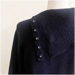 COS Navy Blue Snap Button Turtleneck Wool Blend Jumper Sweater Woman EU/US Small Photo 2