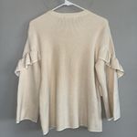 Tory Burch  Ivory Ashley Ribbed Ruffle-Sleeve Sweater Size M Wool Blend $348 MSRP Photo 8