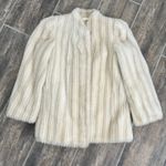 Intrigue 80s De Ball Luxury Fabric Cream Faux Fur Coat Sz 10 Vintage Union Made Photo 4