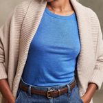 Banana Republic  Blue 100% Linen Elbow T-Shirt Essential Sustainable Women’s Sz L Photo 0