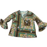 NWT Purple Rain bellsleeve Floral Print Sequin Beaded Neckline Boho Chic Tunic3X Size 3X Photo 4