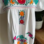 Vintage Mexican Embroidered Floral Dress – White Boho Peasant Midi Festival Size M Photo 4