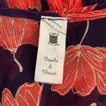 Needle & Thread  Sheer Floral Orange & Blue Blouse Photo 5