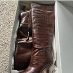 Marc Fisher  Womens Hallie Leather Heels Dress Boots Dark Brown Leather Photo 2