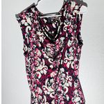 Black, White & Magenta Baroque Print Sleeveless Cowl Neck Blouse XL Pink Photo 0