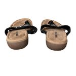 Minnetonka  Sybil Black Leather Thong Sandals Women’s Comfort Wedge Casual 6 Photo 4