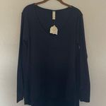 Altar'd State Altar’s State Flowy Navy Waffle Shirt Long Sleeve NWT Photo 1