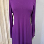 Women Purple Halter Long Sleeve Tunic Mid Stretchy Pockets Dress XL High Photo 5