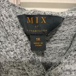 Lightweight fall hooded sweater with striped sleeves by MIX Gray Size 1X Photo 1