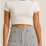 American Eagle  High Rise Taper Cotton Pants Striped Size 6 Photo 0