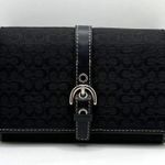 Coach y2k Black Signature Canvas Hampton Buckle Compact Wallet Photo 11