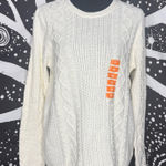 Jeanne pierre  Cream Cotton Cable Knit Sweater Boat Neck Size Medium Photo 0