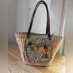 NEW! Hawaiian Beaded Aloha Hula Girl Adorable Beachy Tote Bag 100% Corn Husk Photo 1