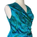 Lauren Ralph Lauren Dress Satin Wrap Top Ruched Teal Paisley Women’s Size 14 Blue Photo 7