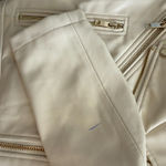 ZARA  Cream Ecru Cropped Faux Leather Biker Jacket Size XS Photo 6