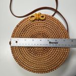 Rattan Round Canteen Crossbody Boho Handbag Purse Brown Photo 4