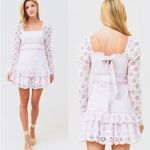 Saylor Elegant Lilac Lace Smocked Eyelet Lace Dress L Photo 1