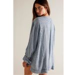 Free People  Bohemian By The Shore Tunic Shirt Indigo Stripe Size Large Coastal Photo 5