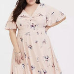 Torrid  Blush Pink Floral Stretch Studio Knit‎ Skater Flare Dress Size 4X Photo 0