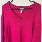 Chico's  Women's Pink‎ V-Neck Long Sleeve Pullover Knit Sweater Size 3 Photo 2