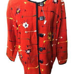 Allure woven art to wear embroidered floral shacket size 14/16 L Red Size L Photo 0