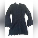 AQUA  Black crochet long sleeve mini dress bell sleeves and high neckline SIZE XS Photo 1