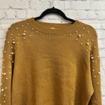 Blooming Jelly Oversized Brown Long Sleeve Sweater Pearl Beaded Women's Medium Photo 5
