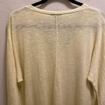 Eileen Fisher  Yellow 3/4 Sleeve Slub Knit V-Neck Linen/Cotton Blend Sweater Photo 7