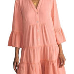 Faherty  Dream Cotton Gauze Kasey Dress Organic Boho Beach Coral XXS Oversized Photo 0