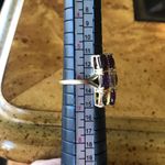 Multi Gemstone Sterling Silver Yellow Gold Vermeil Art Deco Ring Size 6 Purple Photo 2
