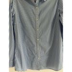 J. McLaughlin  Sloane Button Down Top Womens Large Blue White Stripe Preppy Photo 2