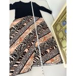 ZARA Black 3/4 Sleeve Mixed Media Satin Animal Print Midi Skirt Dress Small Photo 4