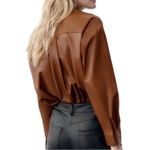 ZARA  Faux Leather Button Down Shirt Blouse Top Brown Size S NEW Photo 3