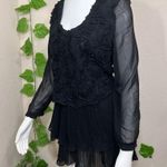 Pretty Angel  Rose Black Pleated Silk Dress Photo 13