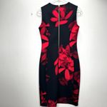 Calvin Klein Black Red Floral Scuba Knit Sleeveless Sheath Dress Size 6 Photo 4