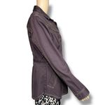 CAbi  Womens Denim Jean Jacket Halftime Safari Raisin Brown Tunic Length Collared Photo 3