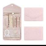Travel Portable Jewelry Organizer Roll Foldable Pink Photo 3