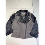 Jolt  Moto Jacket Small Herringbone Tweed Faux Leather Sleeves Asymmetrical Zip s Photo 6